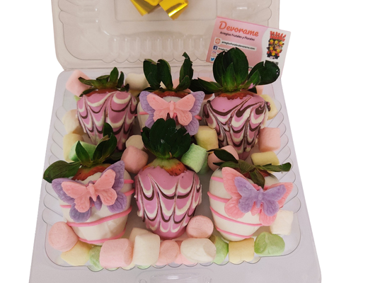 Arreglo frutal Fresas Mariposas devorame
