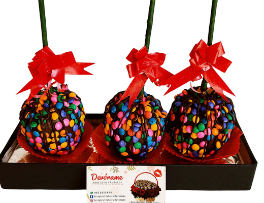 Arreglo frutal Manzanas con chocolate y lunetas. devorame