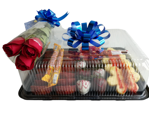 Arreglo frutal Cha-13-2 Botana mixta + flores naturales devorame