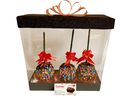 Arreglo frutal Manzanas con chocolate y lunetas. devorame