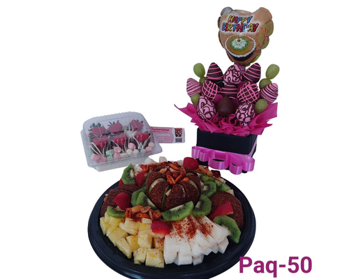 Arreglo frutal paq-50 Si es para caballero se decora en azúl devorame