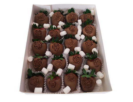 Arreglo frutal Fresas con chocolate decoradas con flores de chocolate devorame