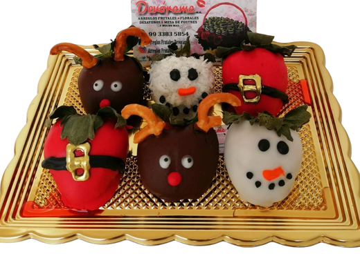 Arreglo frutal Fresas navideñas. devorame